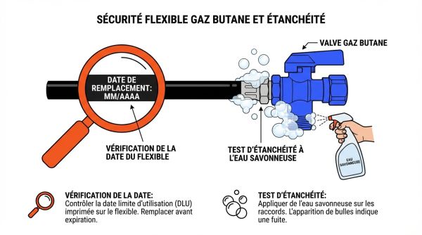 Securite flexible gaz butane et etancheite