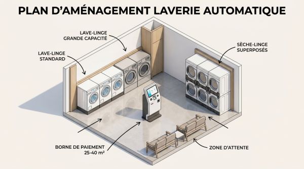 Plan aménagement laverie automatique
