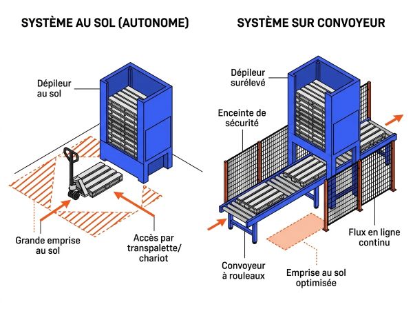 Dépileur de palettes autonome vs sur ligne
