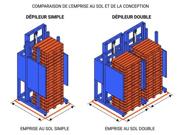 Dépileur de palettes simple et double pile