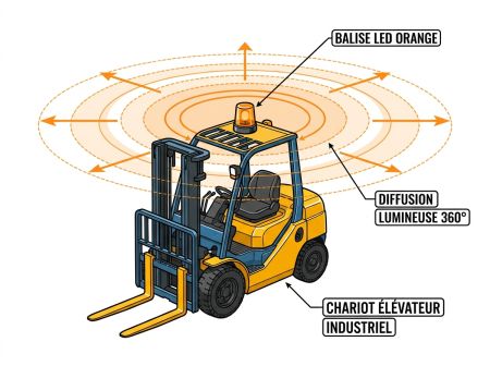 Chariot avec balise LED signalisation industrielle