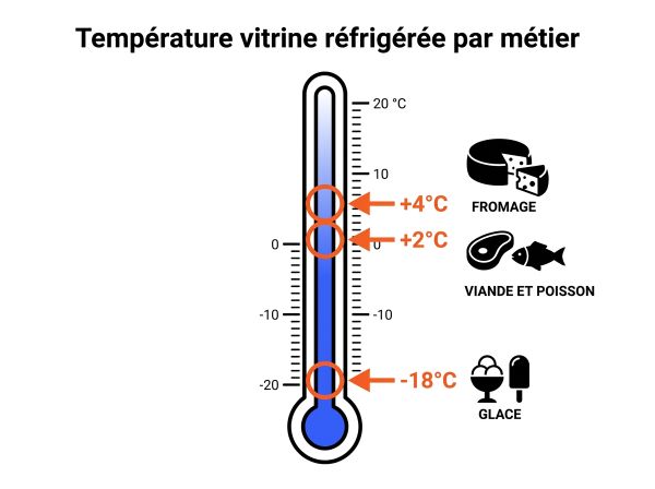Température vitrine réfrigérée par métier