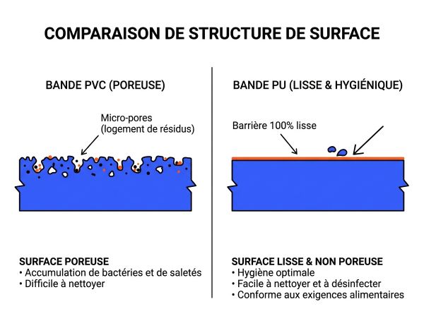 Comparatif de surface entre bande PVC et PU