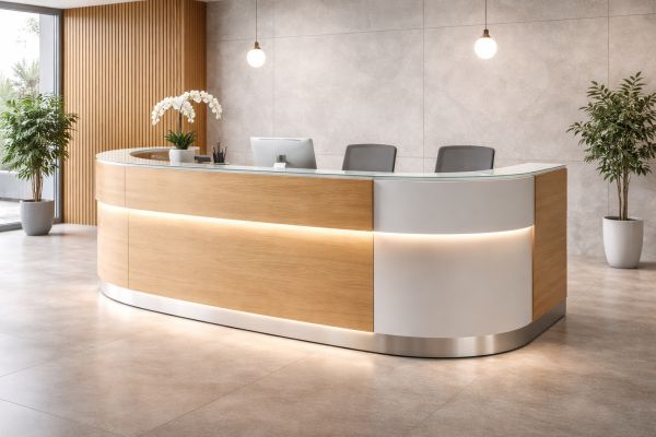 banque d'accueil arrondie