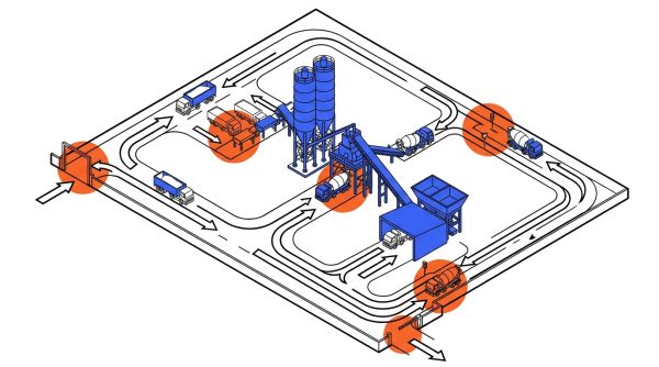 Plan de circulation de centrale béton