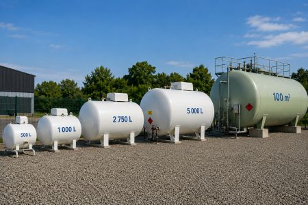 Cimetières industriels sous un ciel bleu