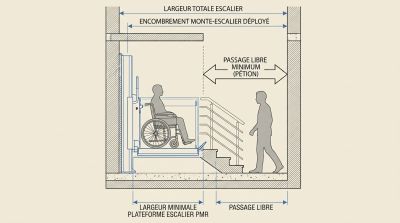 Largeur minimale plateforme escalier PMR