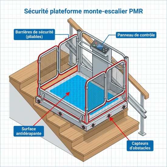 Sécurité plateforme monte-escalier PMR