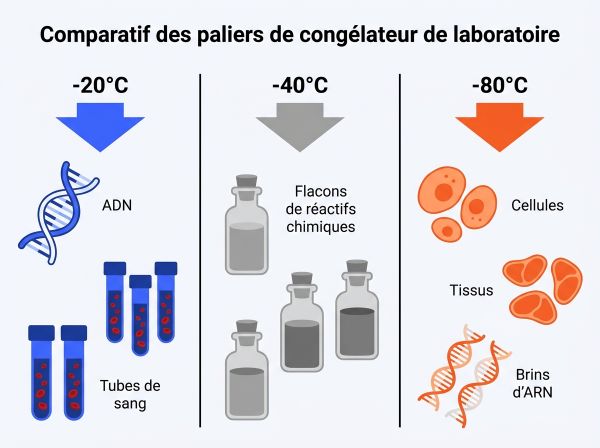 Comparatif des paliers de congélateur de laboratoire