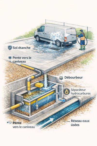Schéma technique d'une station de lavage