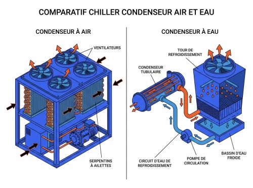 Comparatif chiller condenseur air et eau