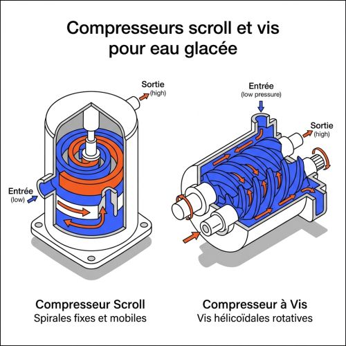 Compresseurs scroll et vis pour eau glacée