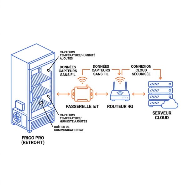 Schéma retrofit IoT frigo connecté pro