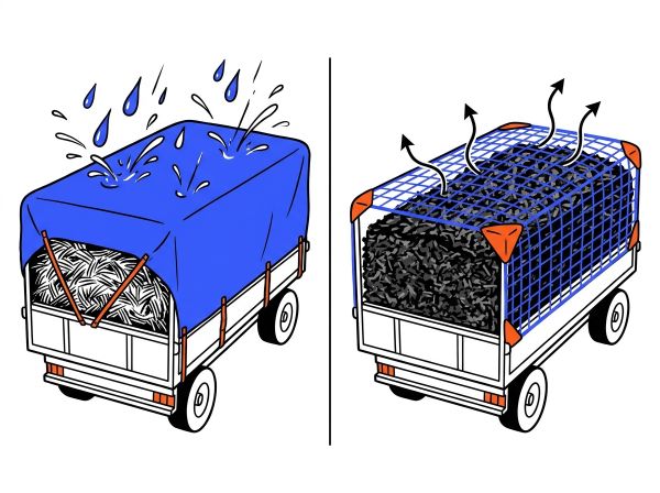 Comparatif bâche PVC et filet anti-envol