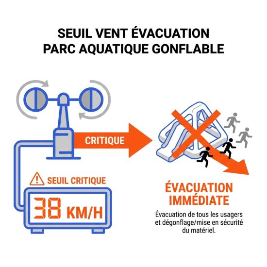 Seuil vent évacuation parc aquatique gonflable