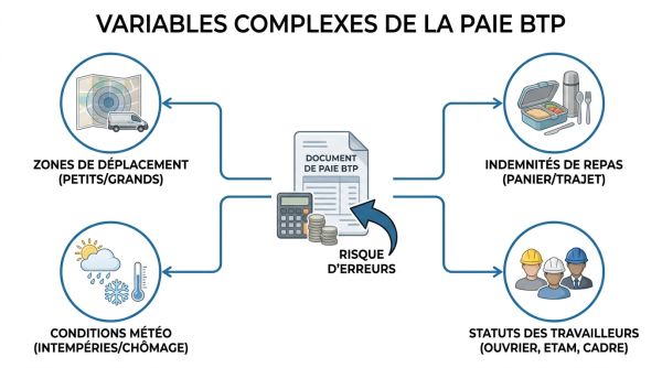 Variables complexes de la paie BTP.