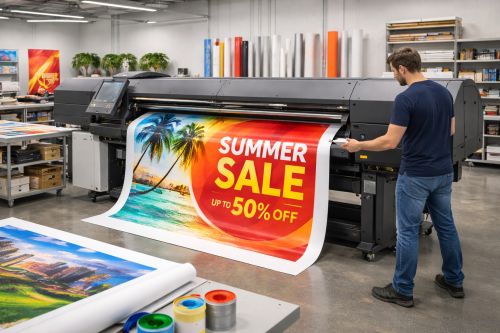 Atelier d'impression grand format en action