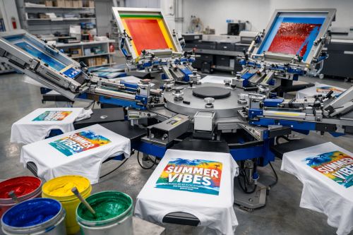 Atelier de sérigraphie textile en action