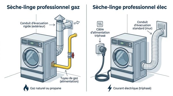 Sèche-linge professionnel gaz ou élec