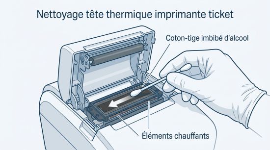 Nettoyage tete thermique imprimante ticket