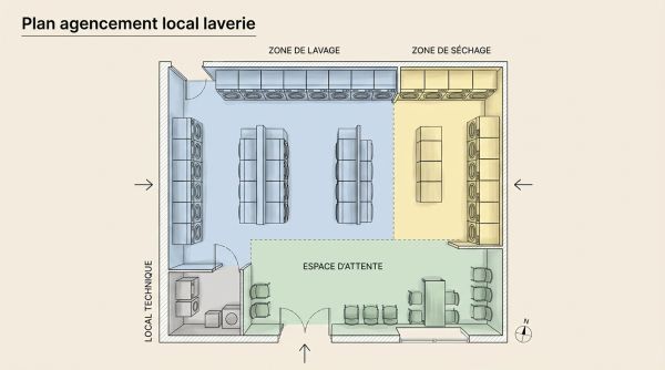 Plan agencement local laverie