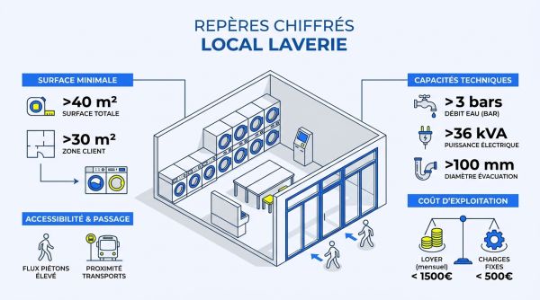 Repères chiffrés local laverie