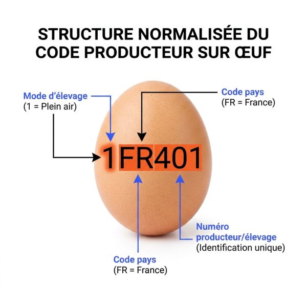 Code producteur sur œuf expliqué.
