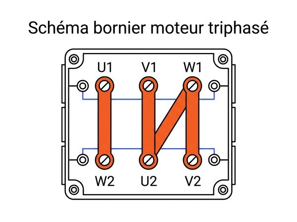Schéma bornier moteur triphasé.