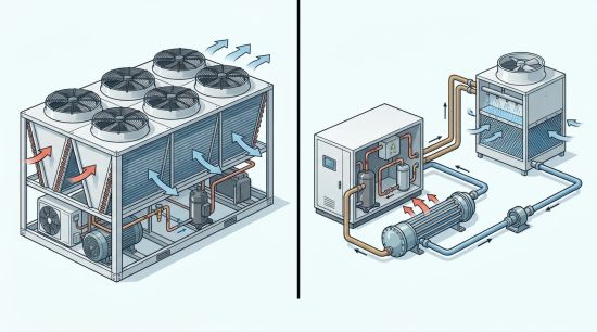 Schéma comparatif refroidisseur air vs eau