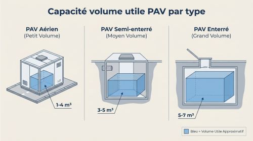 Capacité volume utile PAV par type