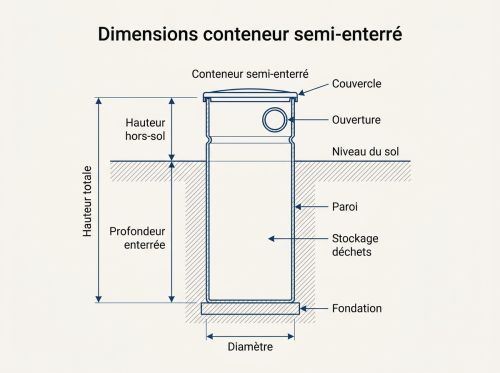 Dimensions conteneur semi-enterré