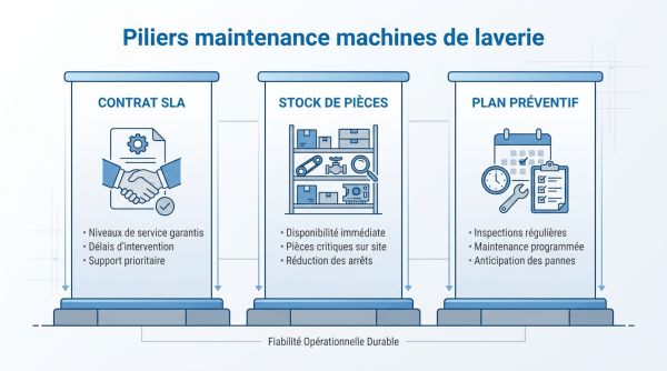 Piliers maintenance machines de laverie