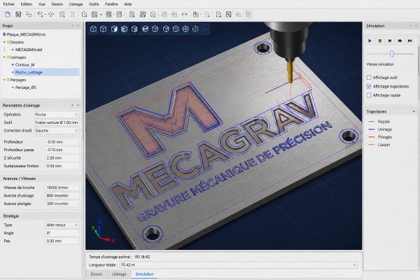 Logiciel de gravure CNC en action
