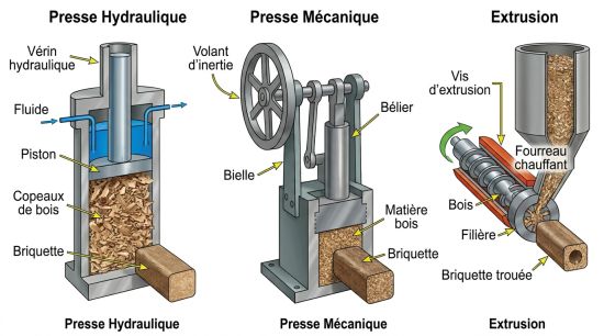 Presse hydraulique, mécanique et extrusion bois