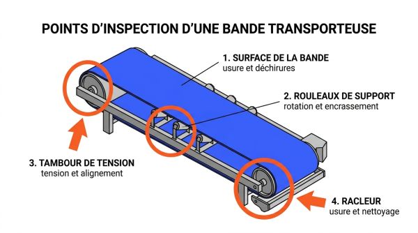 Points d'inspection d'une bande transporteuse