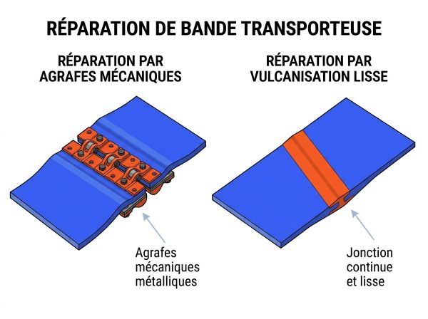 Réparation bande transporteuse : agrafes