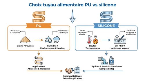 Choix tuyau alimentaire PU vs silicone
