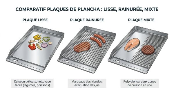 Plaque plancha food truck lisse mixte.