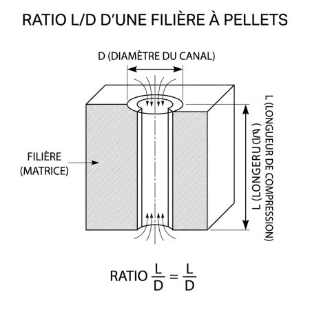 Ratio L/D d'une filière à pellets