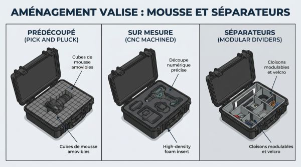 Aménagement valise : mousse et séparateurs