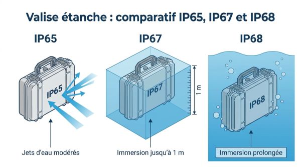 Valise étanche : comparatif IP65, IP67 et IP68