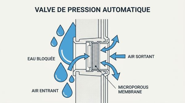 Valve de pression sur une valise étanche