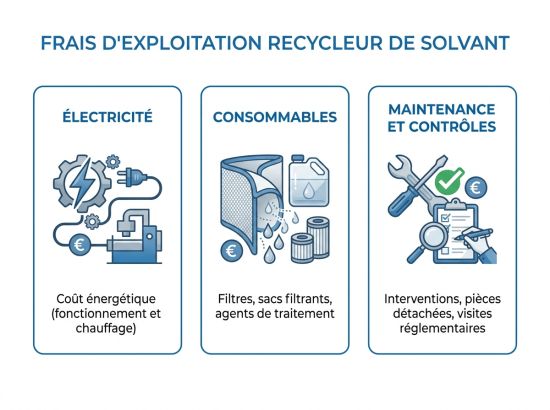 Frais d'exploitation recycleur de solvant