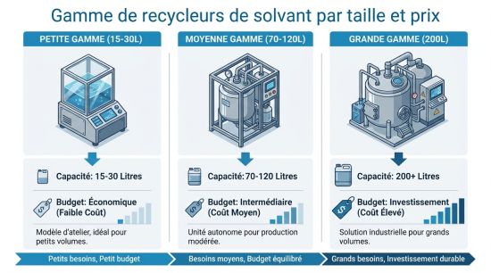 Gamme de recycleurs de solvant par taille et prix