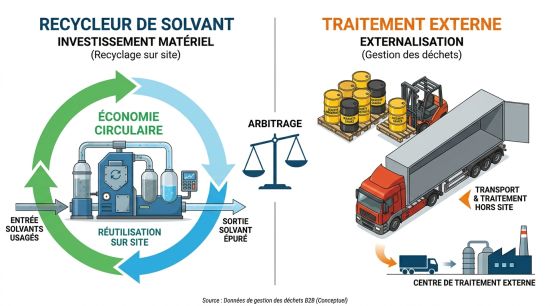 Recycleur de solvant vs traitement externe