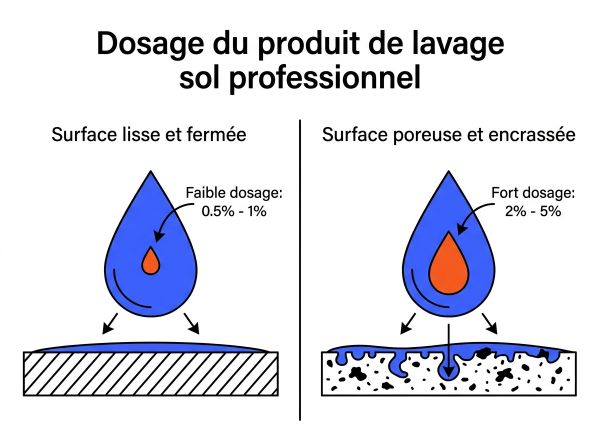 Dosage du produit de lavage sol professionnel