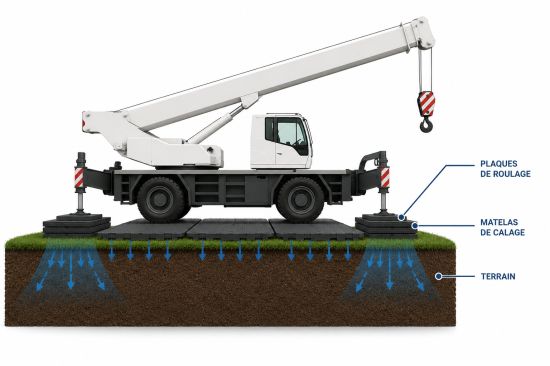 Répartition des charges sous une grue