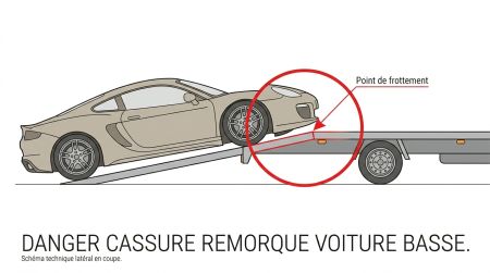 Danger cassure remorque voiture basse