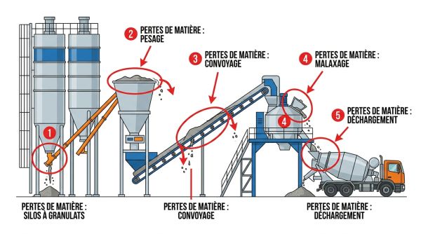 Pertes sur une centrale à béton