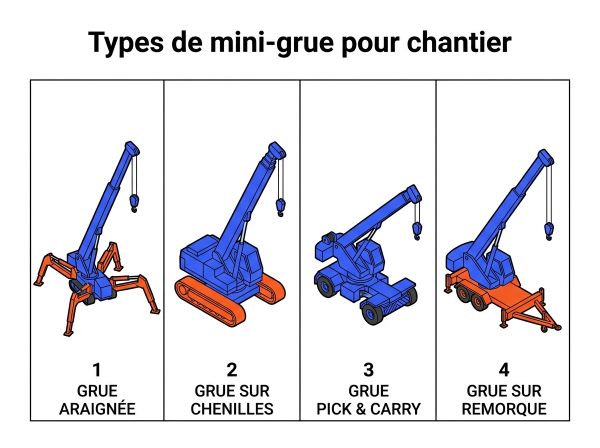 Types de mini-grue pour chantier